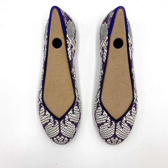 Rothy's The Flat Violet Round Toe Floral Wisteria Purple White - Picture 1 of 10